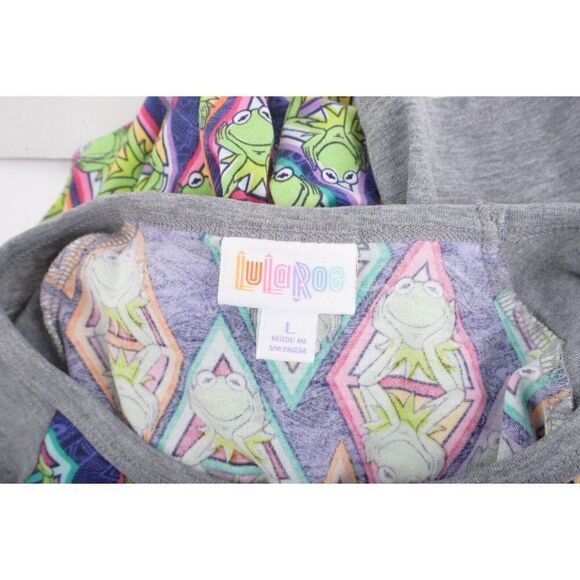LulaRoe Womens Randy Baseball shirt Kermit The Frog L Multi-Color 3/4 Sleeve - Picture 6 of 6